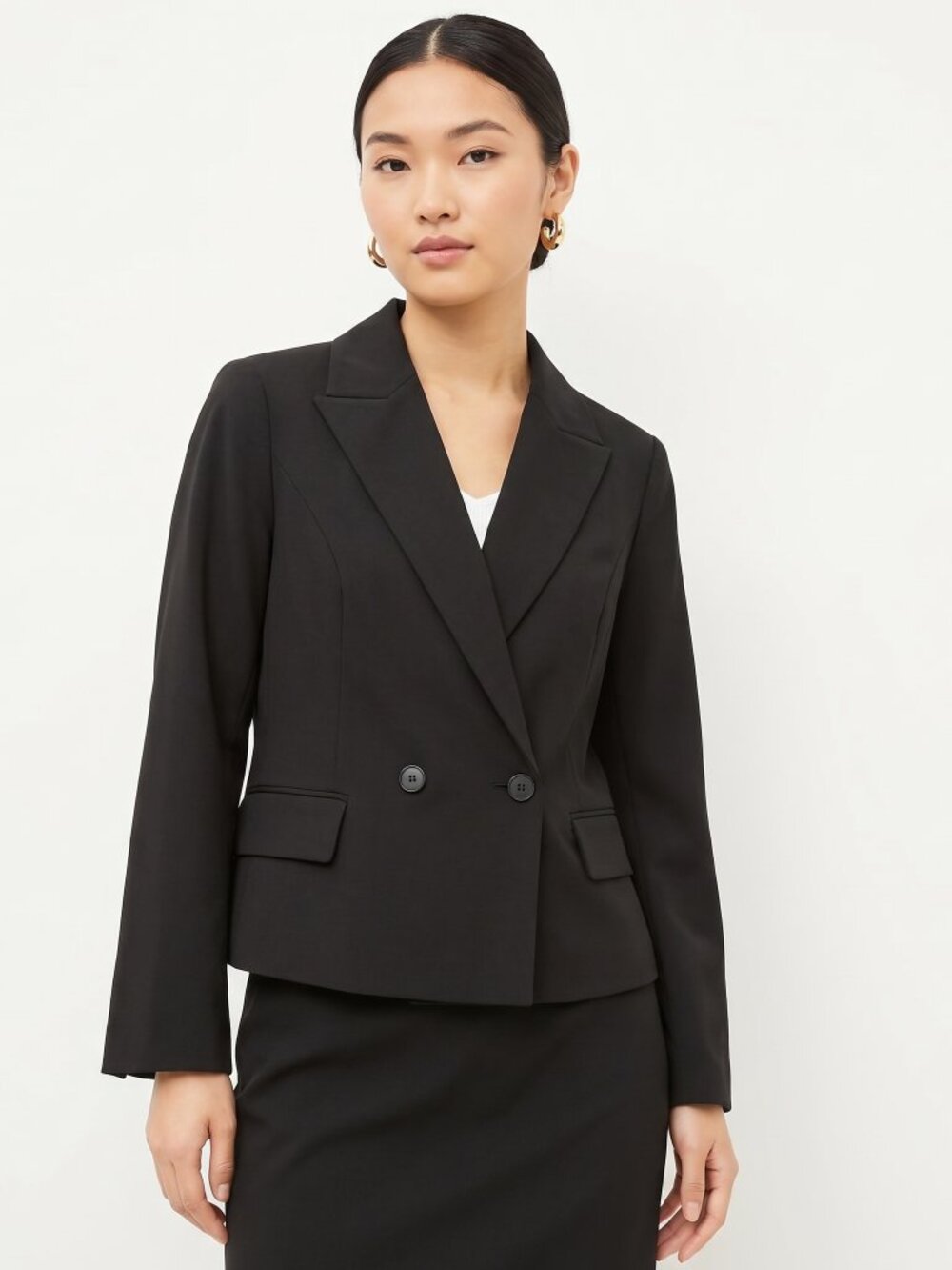 M.M.LaFleur The Nia Jacket - Black double-breasted OrigamiTech Blazer M